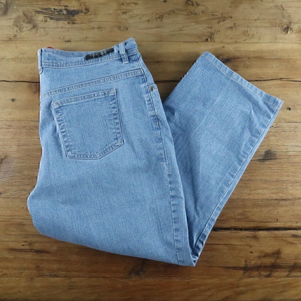 GLORIA VANDERBILT RED LABEL BLUE DENIM STRAIGHT LEG LIGHT WASH DENIM JEANS